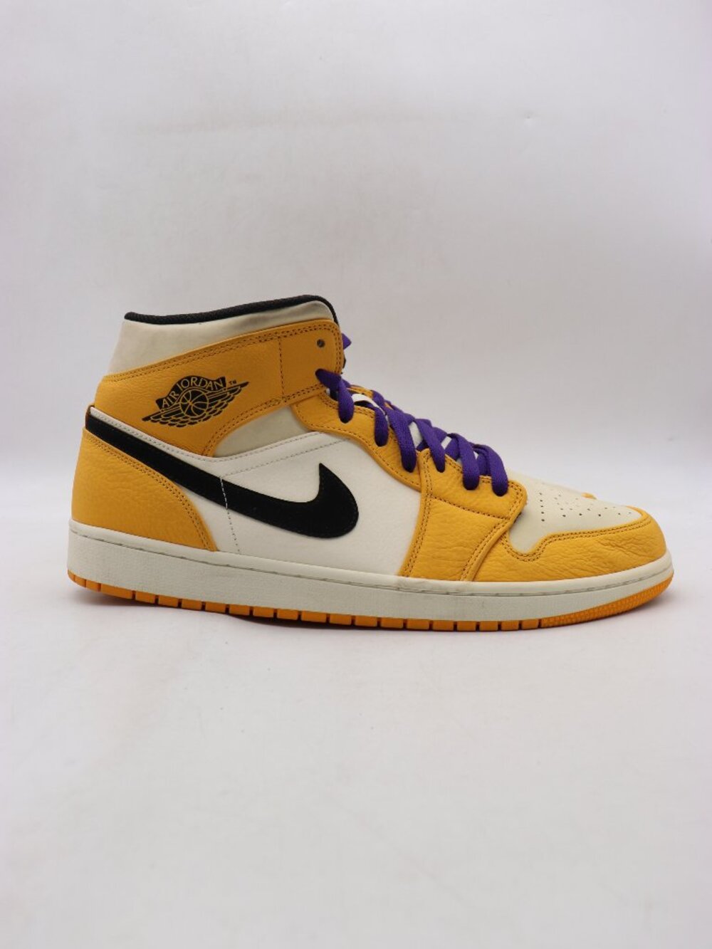 Nike Air Jordan 1 Mid 2018 Men's Size 13 Purple Gold Athletic Sneaker 852542-700